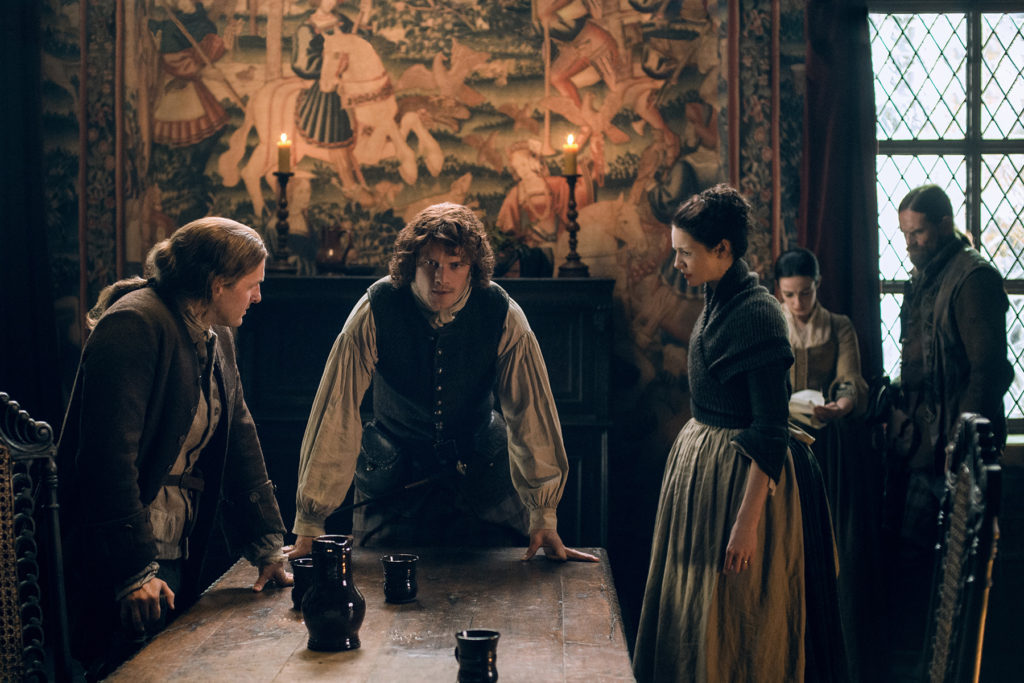 7/47 - Int Lallybroch - admiration of the potatoes, Jamie furious, Charles has forged his name